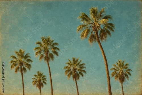 Palms Sway Gently Under a Bright Blue Sky on a Sunny Day in a Tropical Location