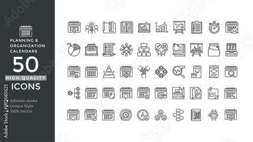 Planning and Calendar Line Icons