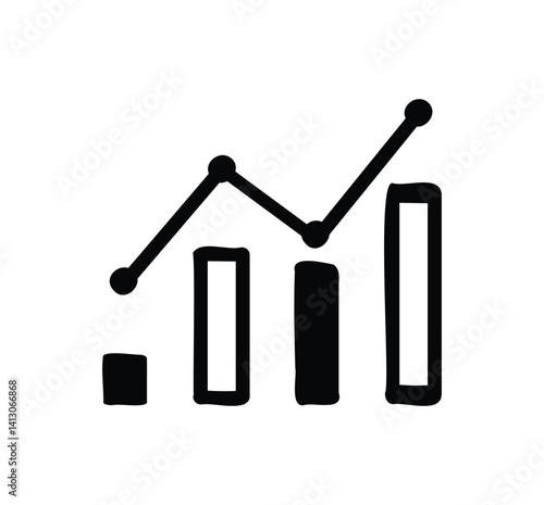 Doodle icon displays a series of bars in varying heights, complemented by a line that rises sharply, indicating growth. This graphic effectively conveys data trends clearly.