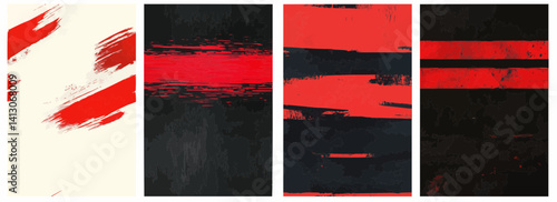 Vector pattern set of a sharp red streak cutting horizontally through blankness background
