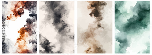 Vector pattern set of a smoky watercolor splash fading in all directions background