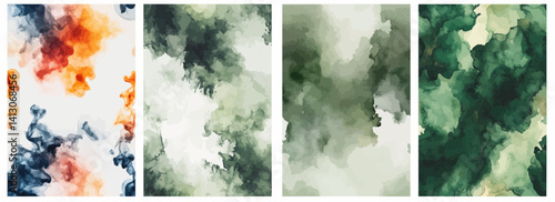Vector pattern set of a smoky watercolor splash fading in all directions background
