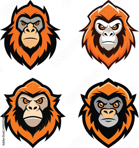 Orangutan head mascot logo design vector