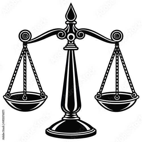 Scales of Justice Silhouette – Legal Balance Symbol Icon