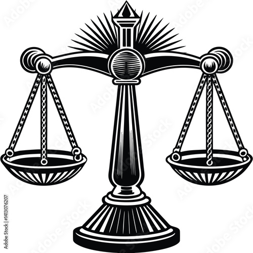 Scales of Justice Silhouette – Legal Balance Symbol Icon