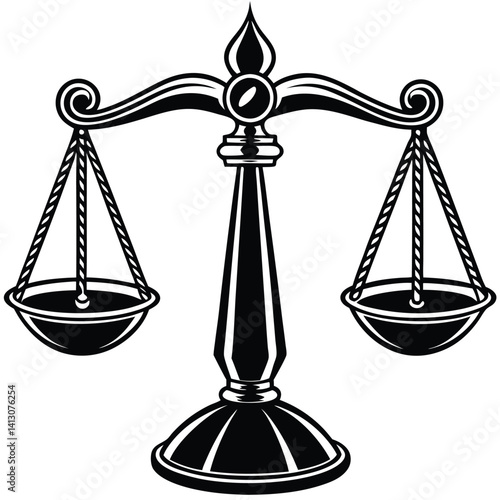 Scales of Justice Silhouette – Legal Balance Symbol Icon