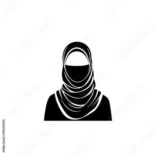 Muslim Woman in Black Niqab and Hijab Silhouette