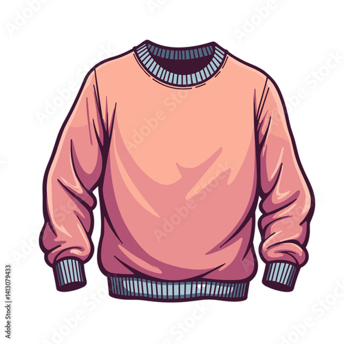 Cozy pink sweater illustration in a casual style  