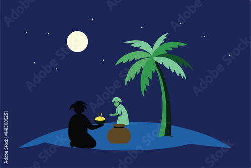 couple on the beach at night