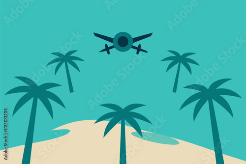 tropical island with palm trees