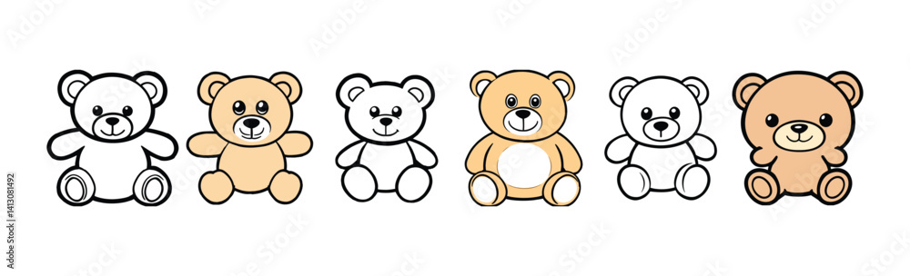 Teddy Bear Vector Illustrations Set Teddy Bear Vector Illustrations Set