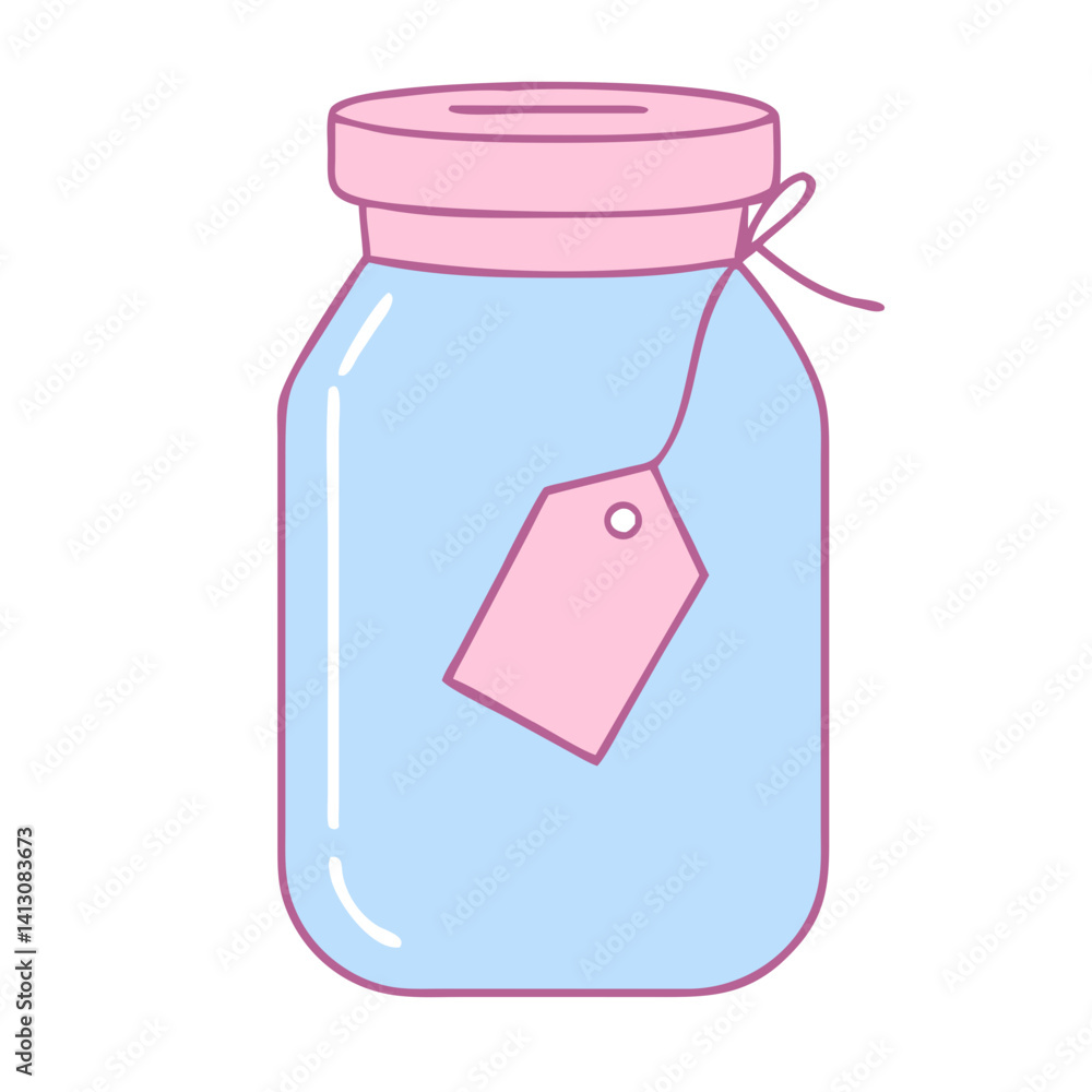 Glass Jar with Kraft Label on Light Background Glass Jar with Kraft Label on Light Background