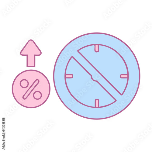 Intermittent Fasting Icon Representing Time Management in Blue and Pink  