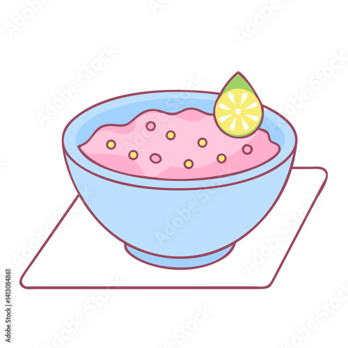 Colorful bowl of tabbouleh with lemon slice on a plate  