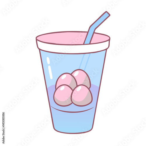 Traditional Balut Street Food in Cup with Straw  