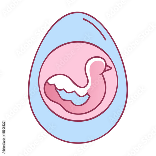 Icon of a Balut Egg with Duck Embryo in Pastel Colors  