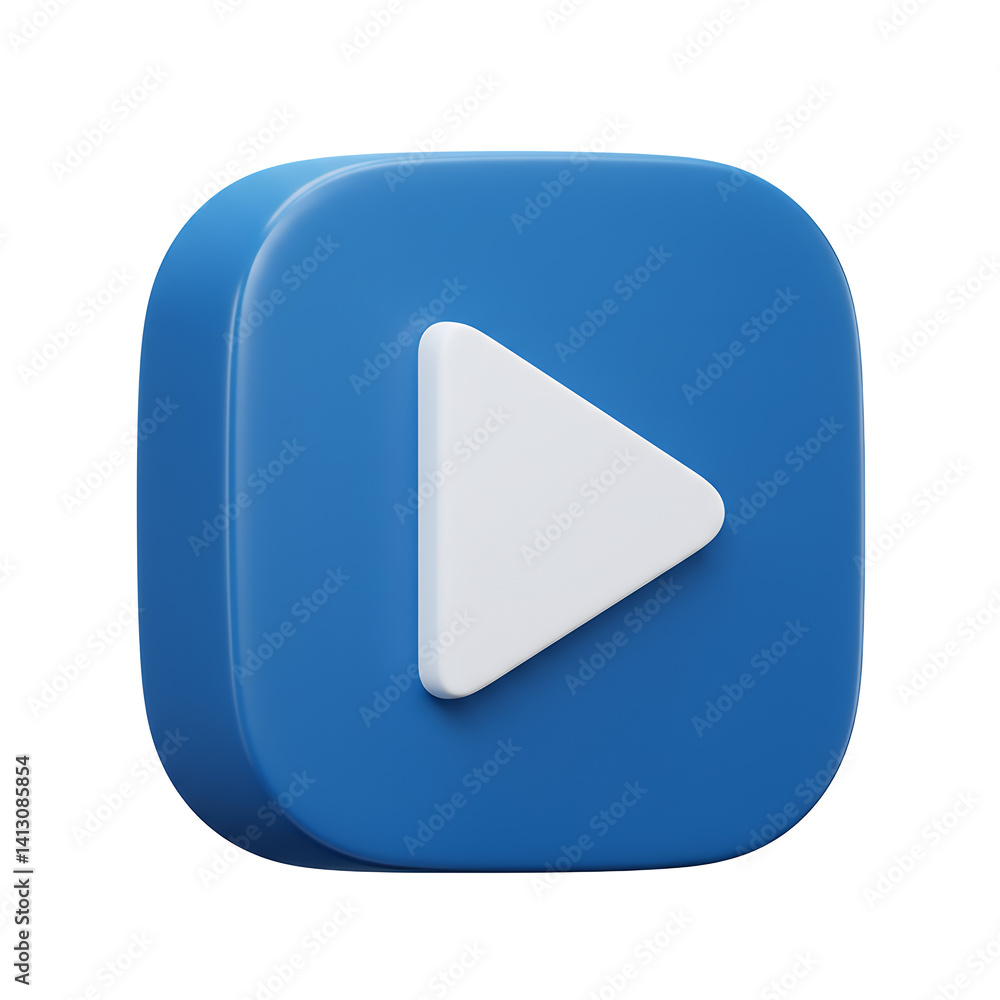 Blue Rounded Play Button Icon 3D Rendering Blue Rounded Play Button Icon 3D Rendering
