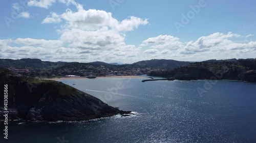 aerial drone view of cliffs in the basque coast