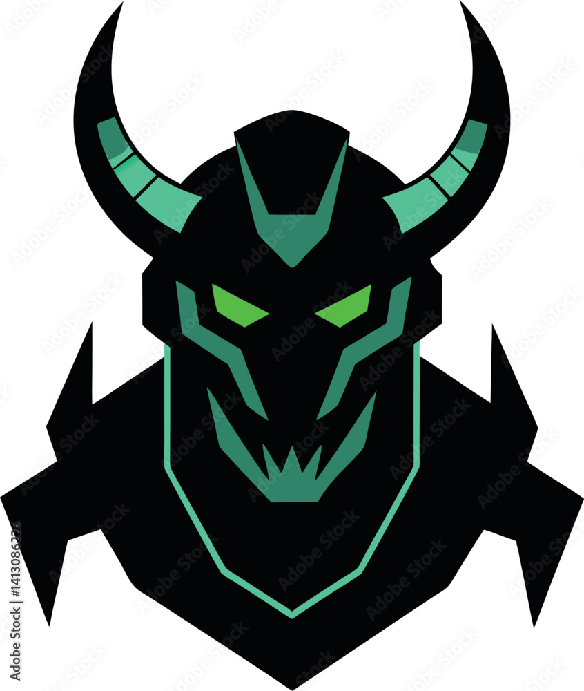 mecha-demon-mascot-logo-with-dual-horns-and-glowin mecha-demon-mascot-logo-with-dual-horns-and-glowin