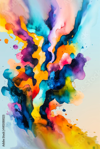 Painterly texture abstract background using bold bright watercolor brushstrokes with a contrasting color palette.