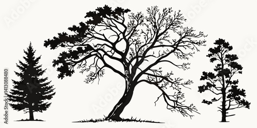 Wallpaper Mural tree silhouette vector Torontodigital.ca