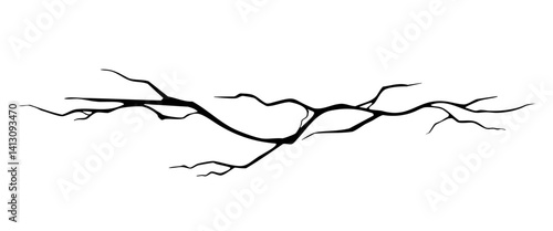 Isolated black Cracked Texture effect, Distressed, Destroyed concrete, Crackle vector effect in Grunge style for decoration. (Editable)