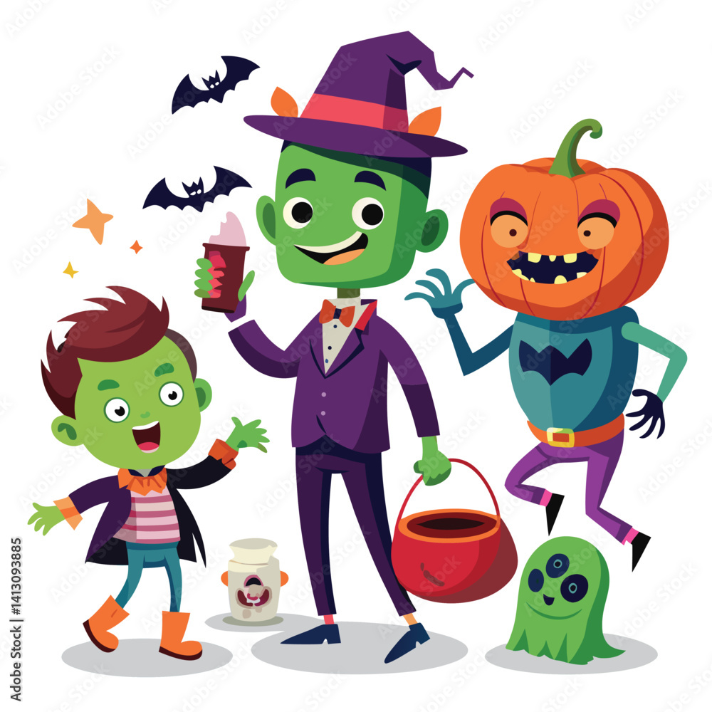 Halloween Playing pranks isolated on white background Halloween Playing pranks isolated on white background