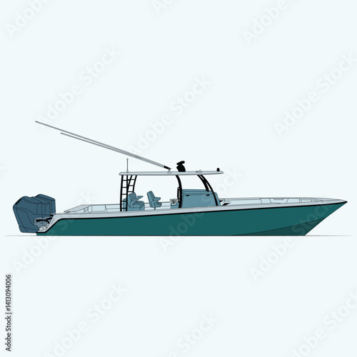 Boat Vector Line Art Illustration