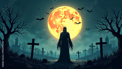 A Phantom's Presence – A Graveyard Under the Full Moon