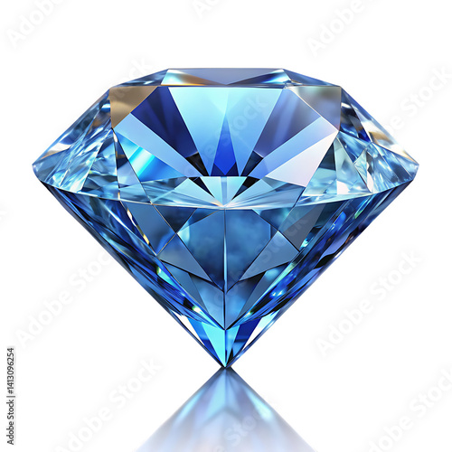 Sparkling light round brilliant cut diamond with shadow and glowing lens flares isolated on white background png