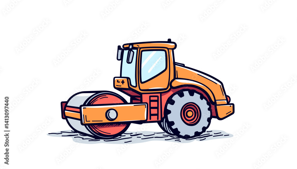 Fototapeta premium Construction roller vehicle illustration on white background