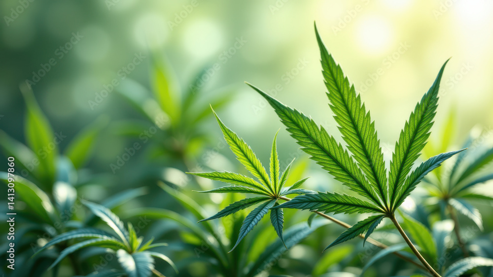 Obraz premium Freshly harvested green cannabis buds with white frosty THC trichomes under bright sunlight.