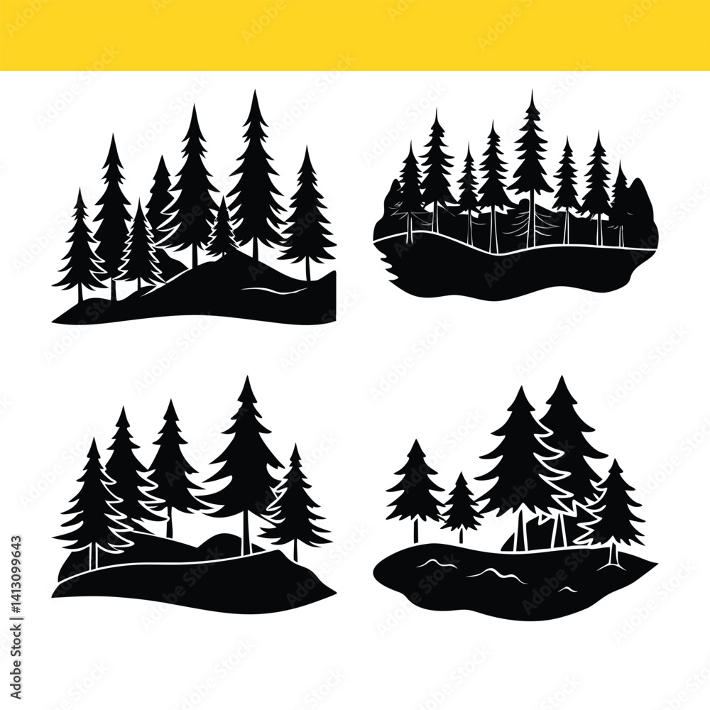 Obraz premium Tree Silhouette Vector Bundle | Nature, Forest & Botanical Elements Pack