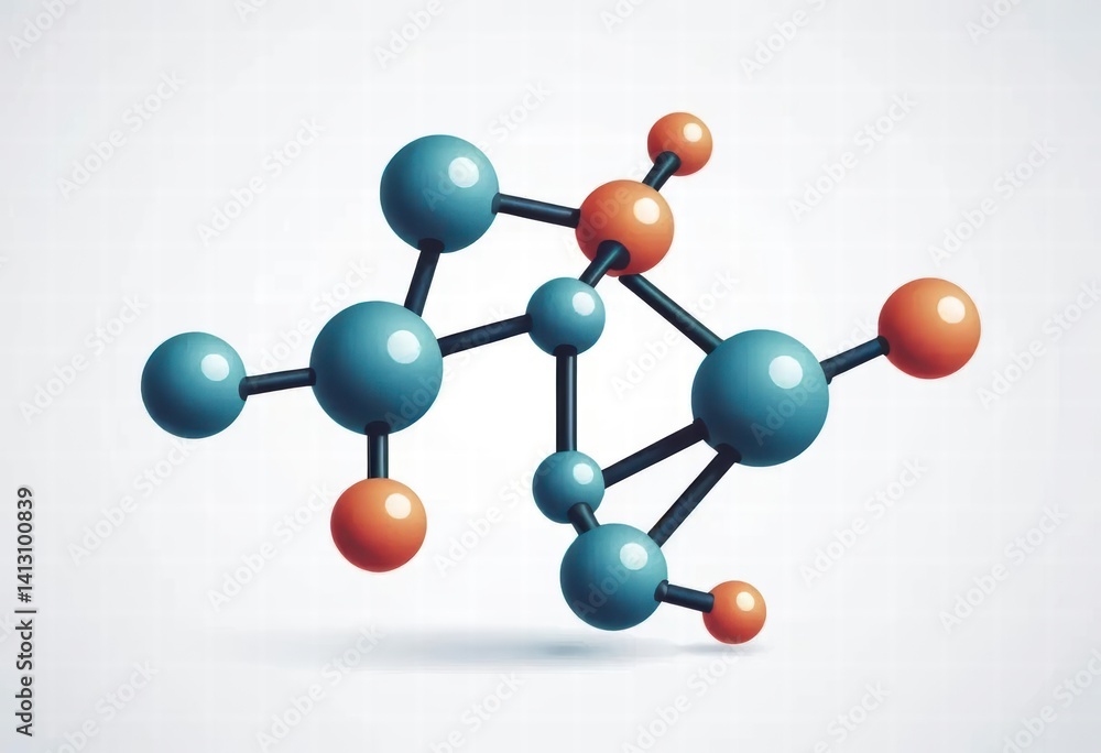 Obraz premium Colorful Molecular Structure on Light Background Graphic