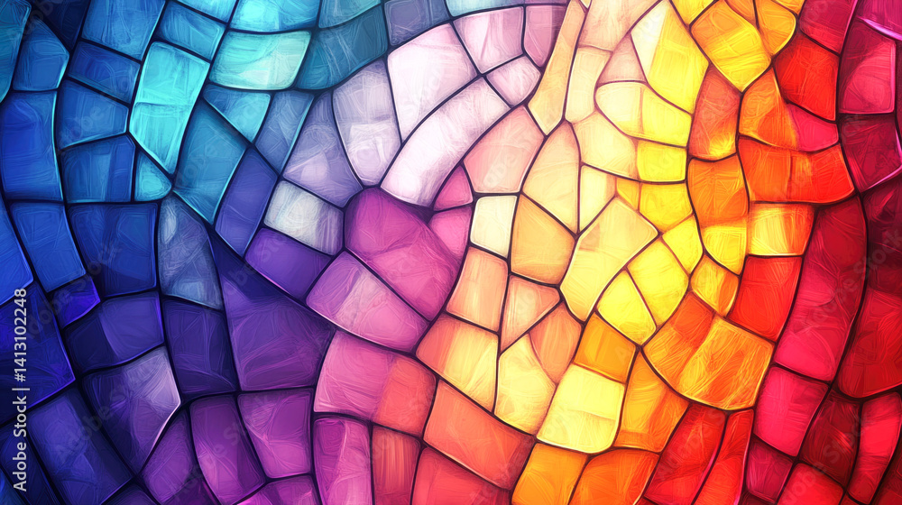 Fototapeta premium Colorful abstract stained glass mosaic with vibrant geometric patterns
