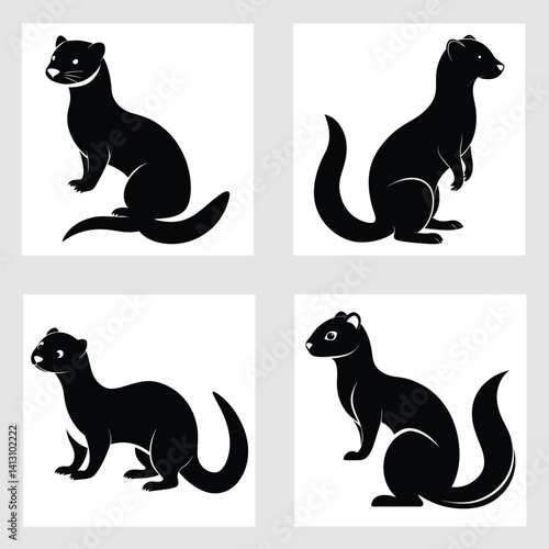 Vector art illustration of a ferret