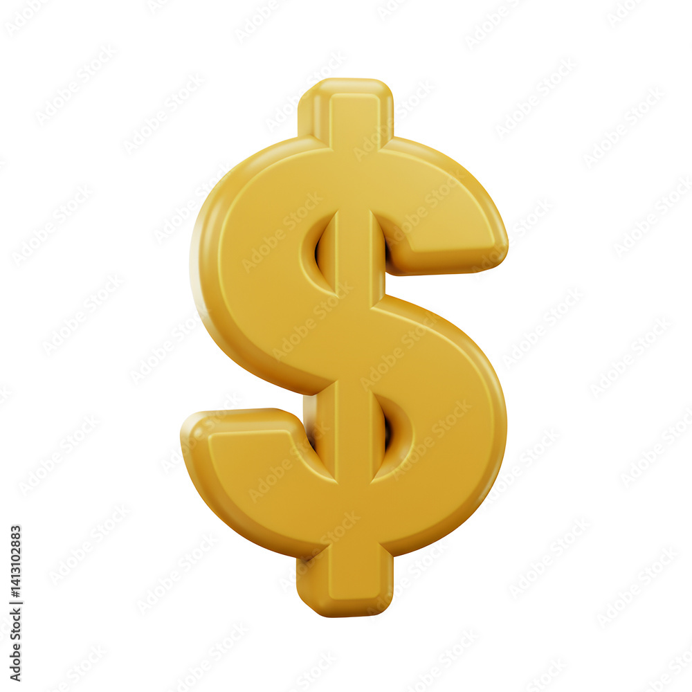 Dollar Sign 3D Render Golden Symbol Financial Concept Dollar Sign 3D Render Golden Symbol Financial Concept