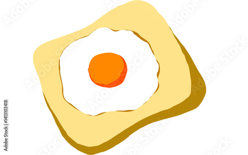 Bread with fried egg drawing vector