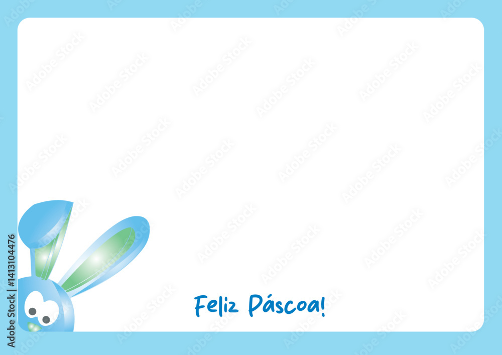 Coelho moldura páscoa - azul 