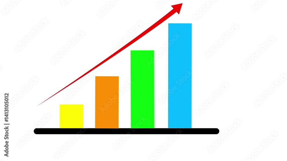 Animation of a growing graph. The concept of business success and increasing profits.business graph chart icon.on with white background. Animation of a growing graph. The concept of business success and increasing profits.business graph chart icon.on with white background.