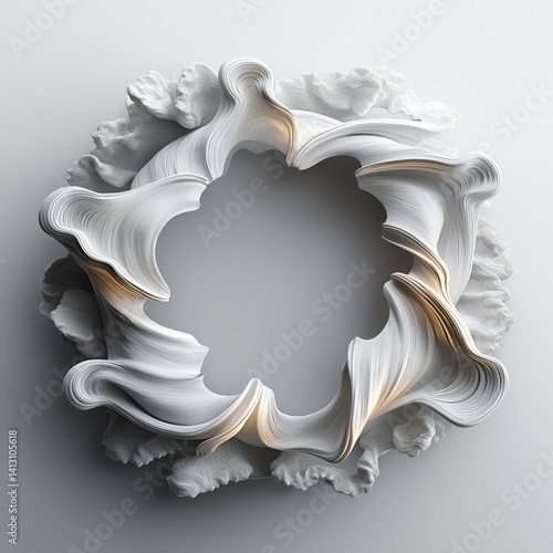 Modern Abstract Art Sculpture: Elegant Curves and Wave Pattern Design in White Minimalist Aesthetic
