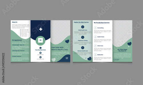 Modern Medical Mom's Healthcare Trifold Brochure Template.