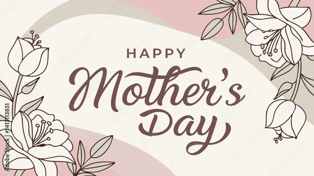 Obraz premium Happy Mothers Day Floral Greeting Card Design