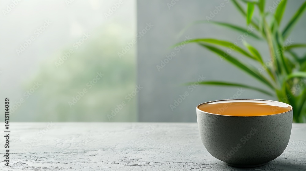 A white bowl with a plant in it