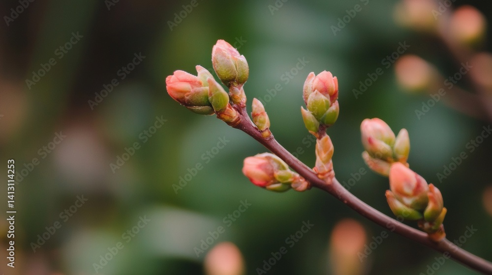 A branch with pink flowers on it