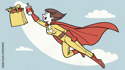 Superwoman delivers groceries and drinks fast