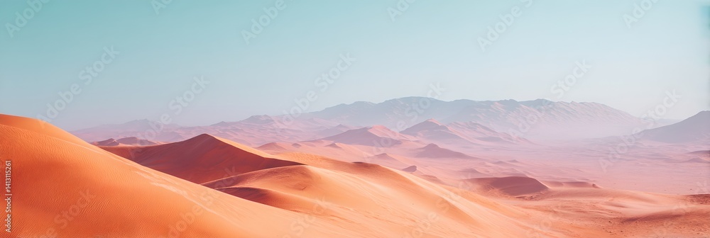 A desert landscape with a blue sky in the background