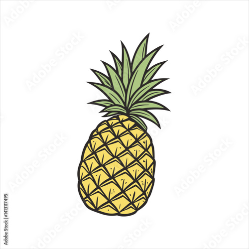 Tropical Pineapple Fruit Vector Icon – Exotic Summer Symbol for Healthy Food and Island Design