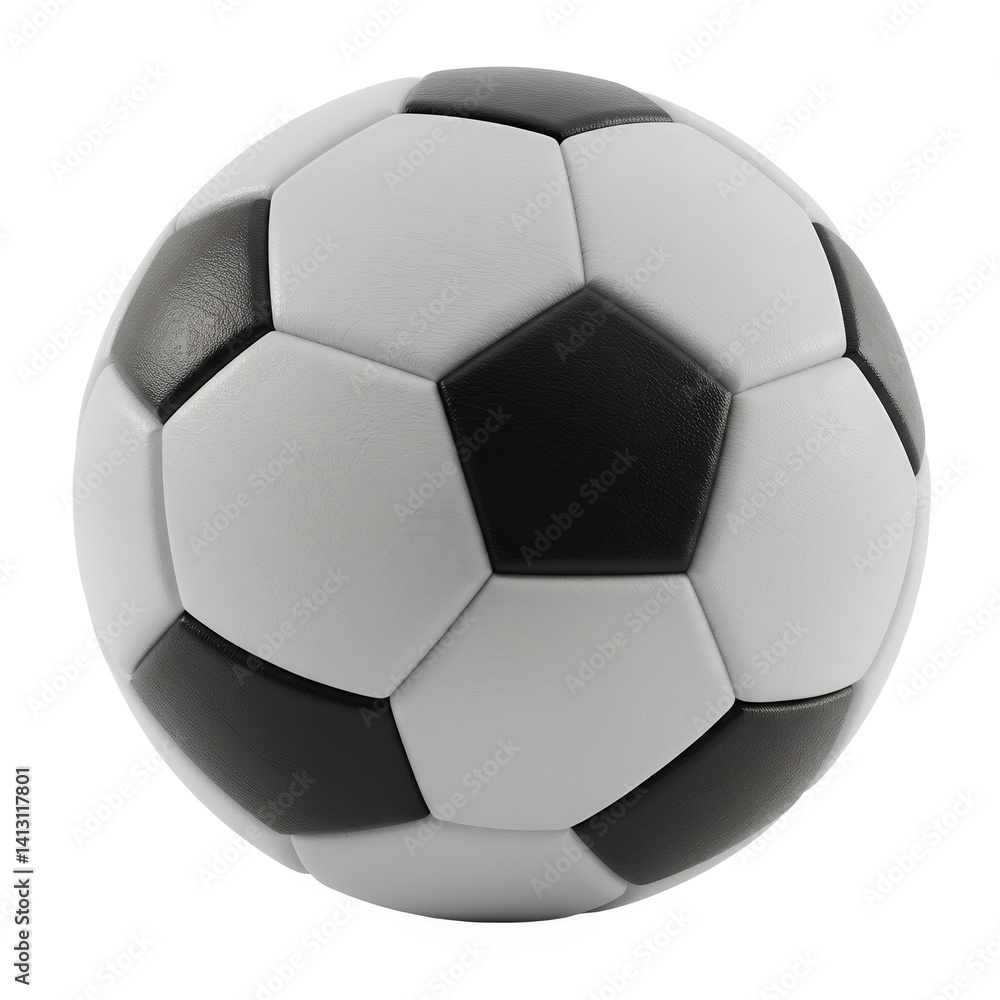 Soccer ball. Football balls realistic 3d design style. Leather texture white black color. Soccer ball. Football balls realistic 3d design style. Leather texture white black color.