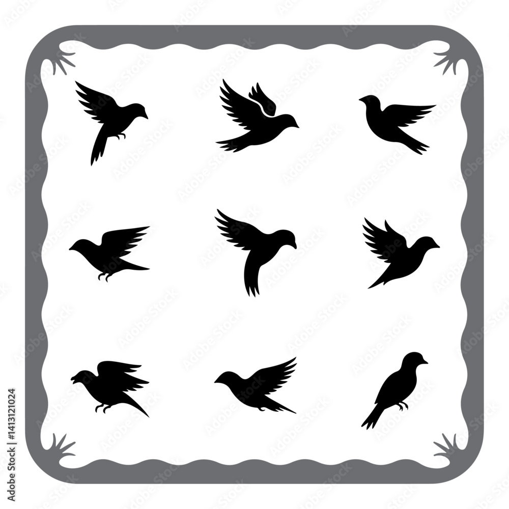 Fototapeta premium Minimalist Black Bird Icons